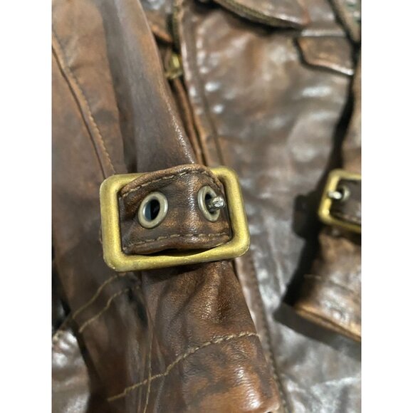 Polo by Ralph Lauren 100% Cowhide Leather Moto Jacket in Mahogany - Picture 9 of 13